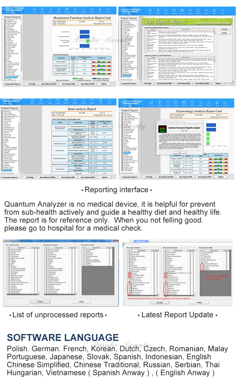 Quantum Analyzer Machine Magnetic Resonance Auto Analysis QRMA Health Screening 53 Reports