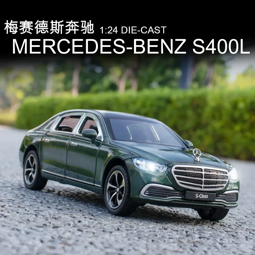 1:24 Mercedes-Benz S400L High Simulation Diecast Metal Alloy Model car Sound Light Pull Back Collection Kids Toy Gifts