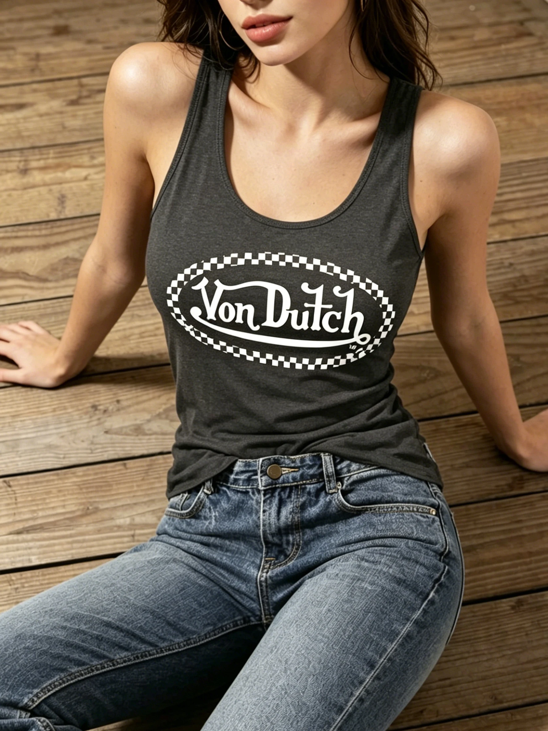 Damen Y2K American Street Retro-Style Tanktop mit Karomuster, für den Sommersport – Detail 2