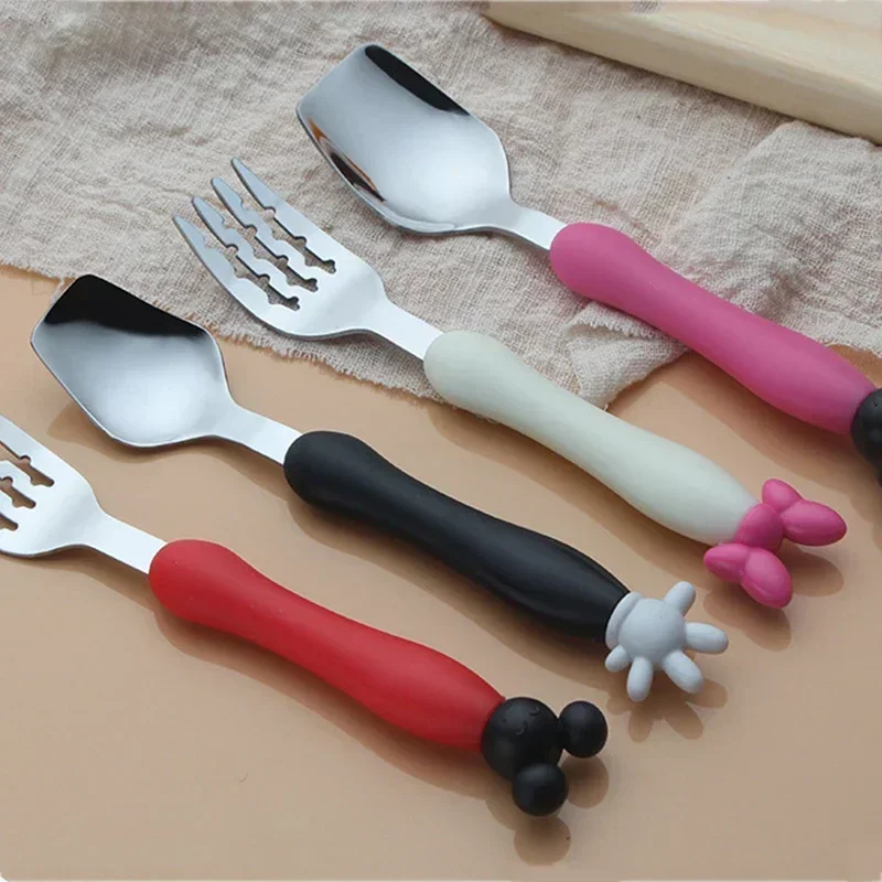 

Stainless Steel Training Cutlery Set for Children Cute Cartoon Shape Fork & Spoon Ideal for Baby's Development