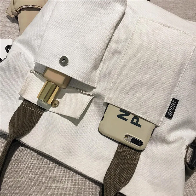 Sac messager en toile multi-poches pour femme, sac à provisions portable, grande capacité, smartphone, poète, nouveau