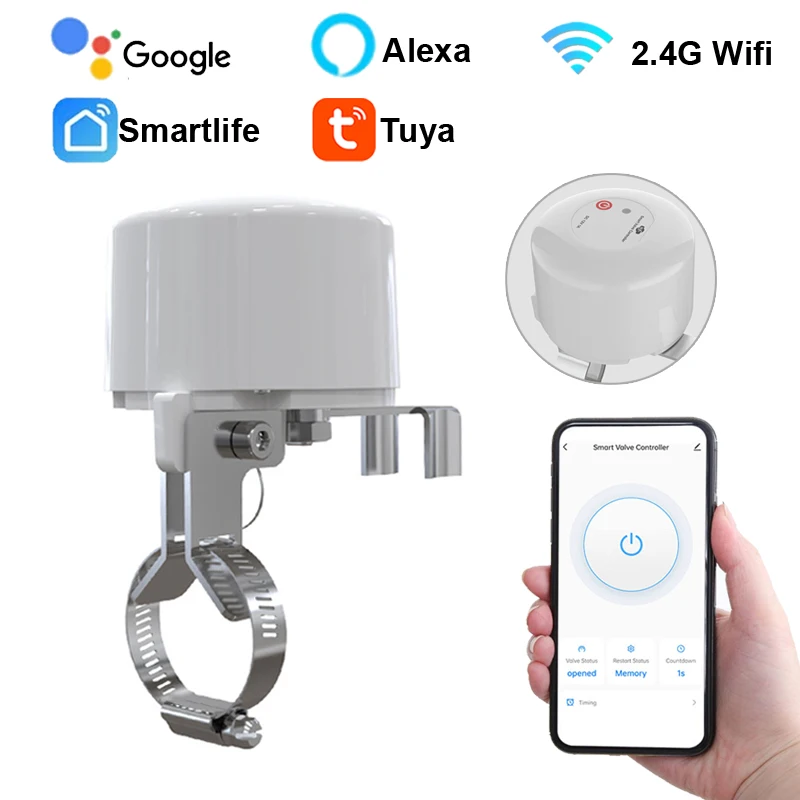 Tuya WiFi Water Valve Gas Shutoff Ball Valve Timer Smart Faucet Controller Remote Manipulator Support Alexa Google Assistant