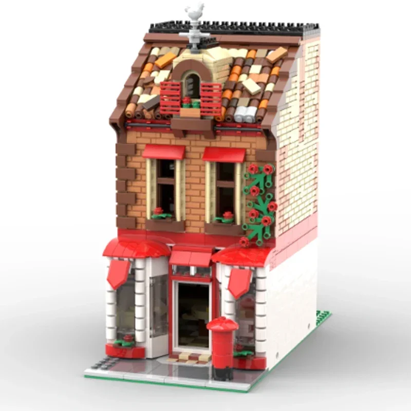 MOC-Briques de construction Street View pour enfants, modèle de village, technologie de bureau de poste, blocs modulaires, cadeaux de jouets, ensembles de bricolage, assemblage