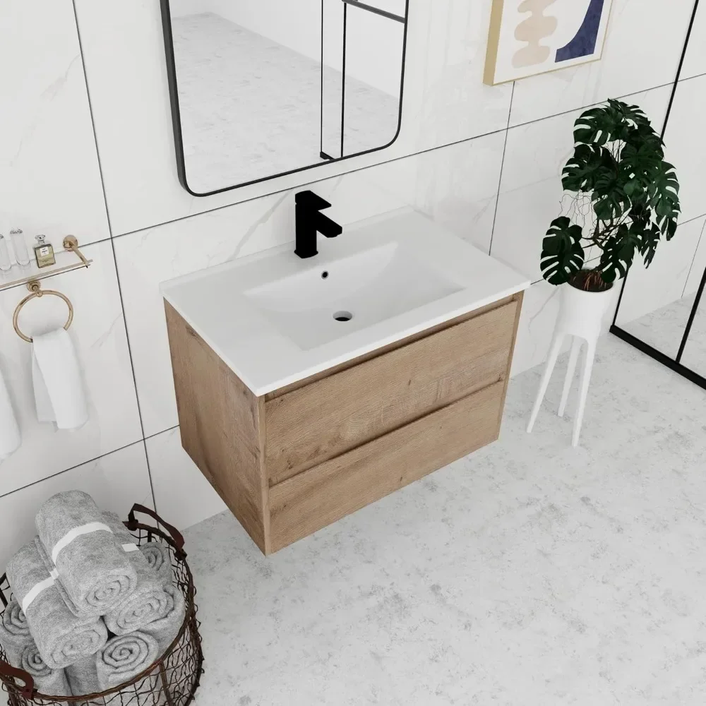 

Bathroom vanity cabinet,30 Inch Bathroom Vanity With Sink, Modern Wall Mount Floating Bathrooms Vanity Set, Bathroom Dresser