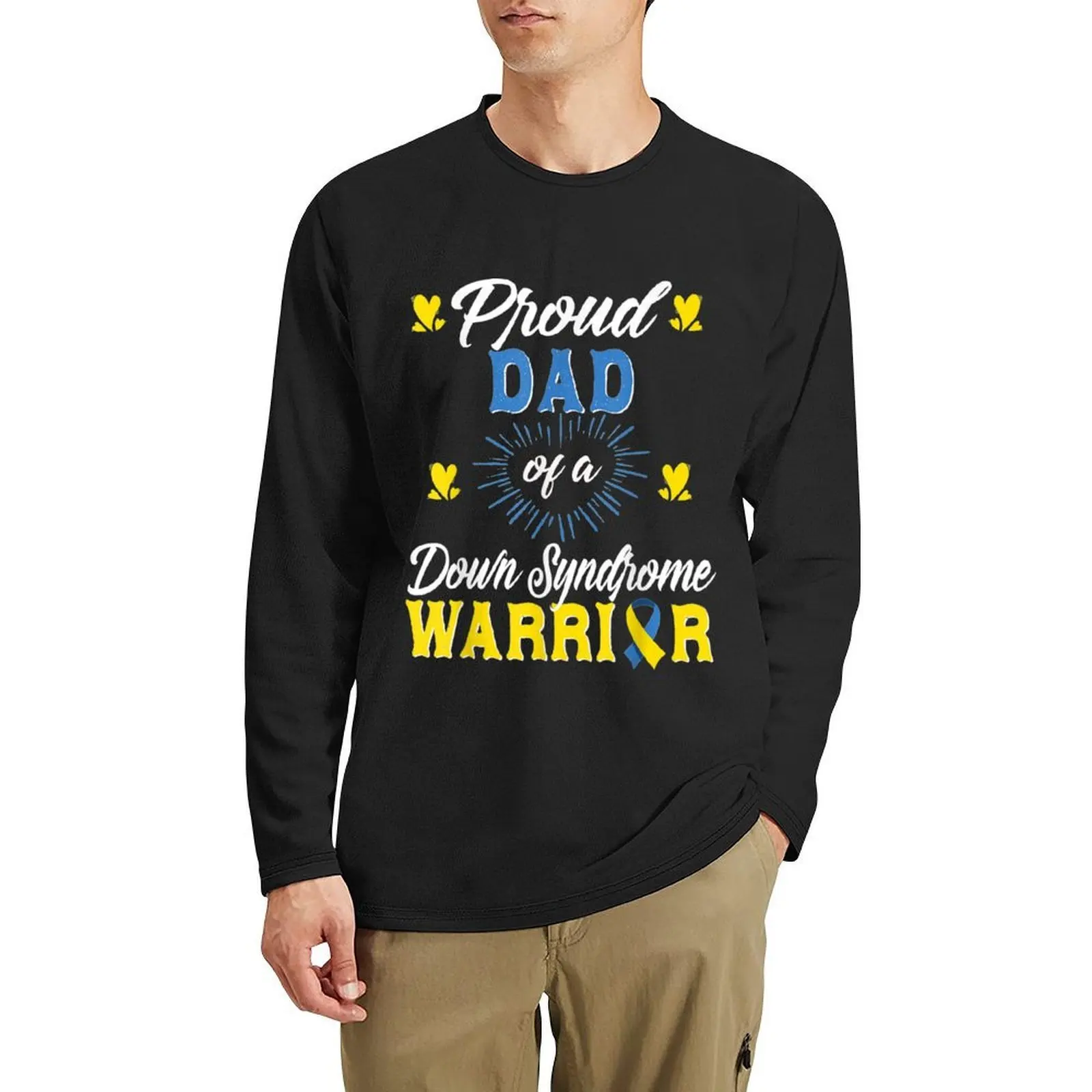 Proud Dad Of Down Syndrome Warrior Awareness Trisomy 21 Long T-Shirt graphic t shirts sweat shirt Tee shirt designer t shirt men