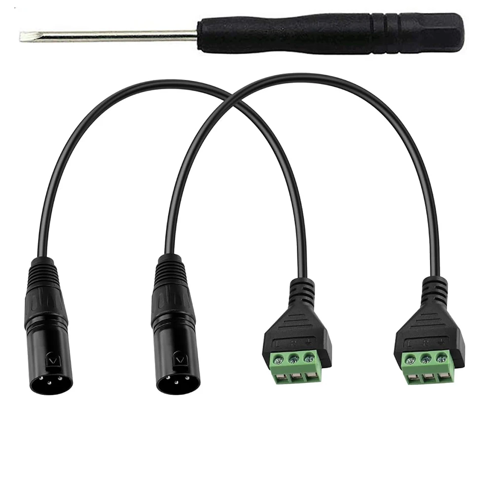 

2pcs XLR 3 Pin Male to 3 Pole Terminal Connector Speaker Microphone Adapter Cable Sound Equipments Live Performance & Recording