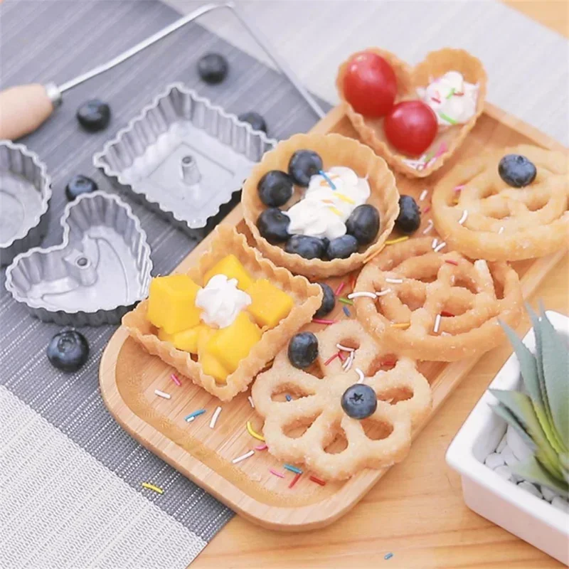 Aluminum Swedish Rosette Iron Maker Waffle Timbale Molds Funnel Cake Ring Maker Cookie Bake Mold Bunuelos Mold Kitchen Tools