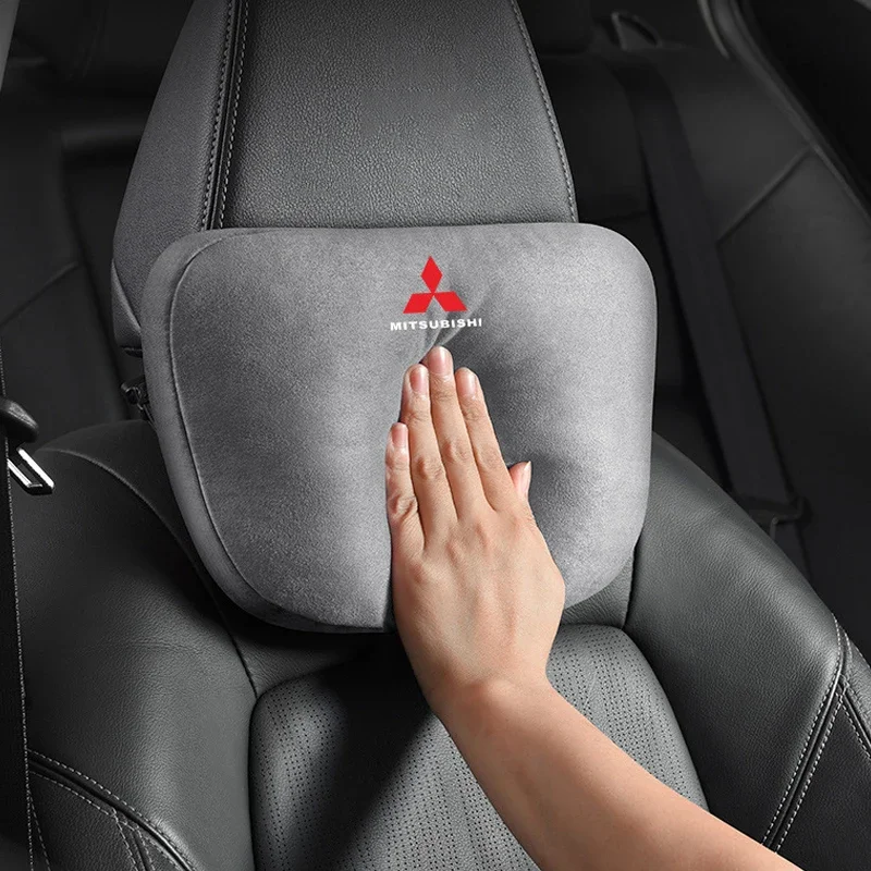 

Car Seat Safety Headrest Pad Auto Logo Neck Pillow For Mitsubishi Ralliart ASX Lancer Pajero Outlander Galant Mirage