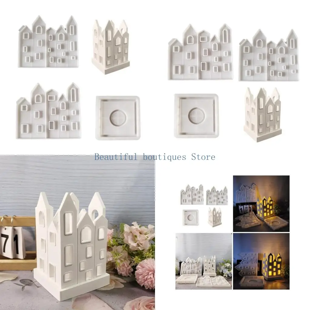 

U4LF Fashionable House Sturdy Silicone Keychain Mold Set Craft Supplies Epoxy Resin Letter Charm for Personalize Jewelry