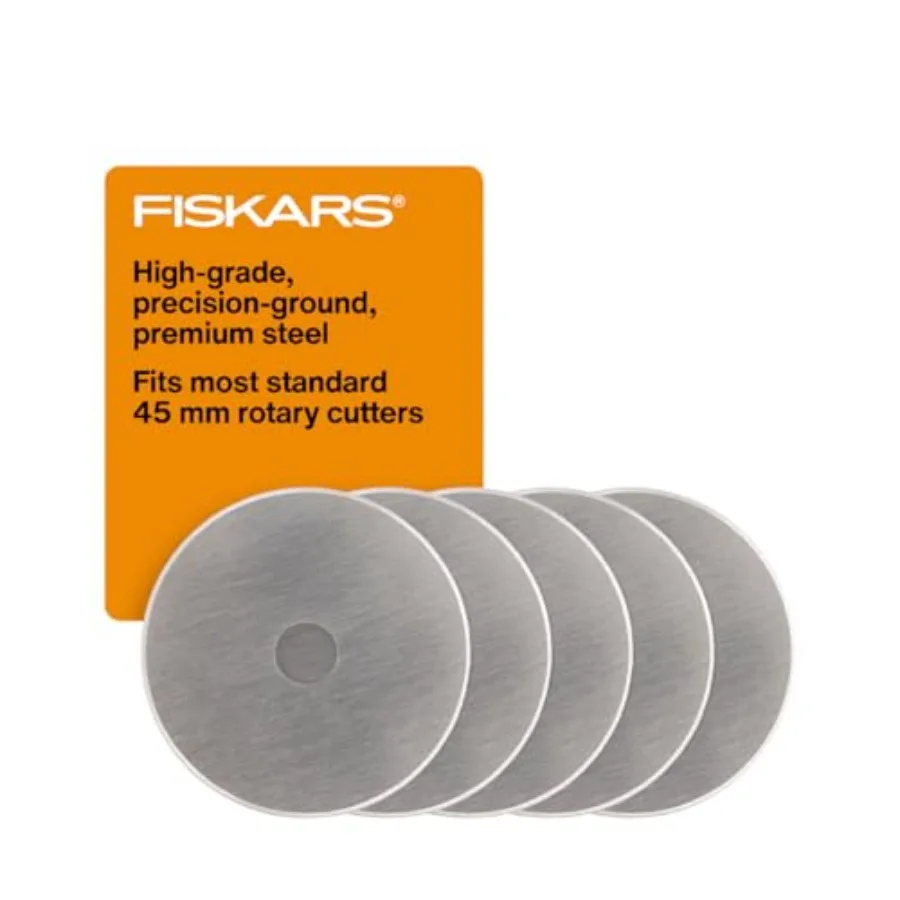 

45mm Rotary Blades 5 Pack - Rotary Cutter Blade Replacement - Crafts, Sewing, and Quilting Projects - Grey