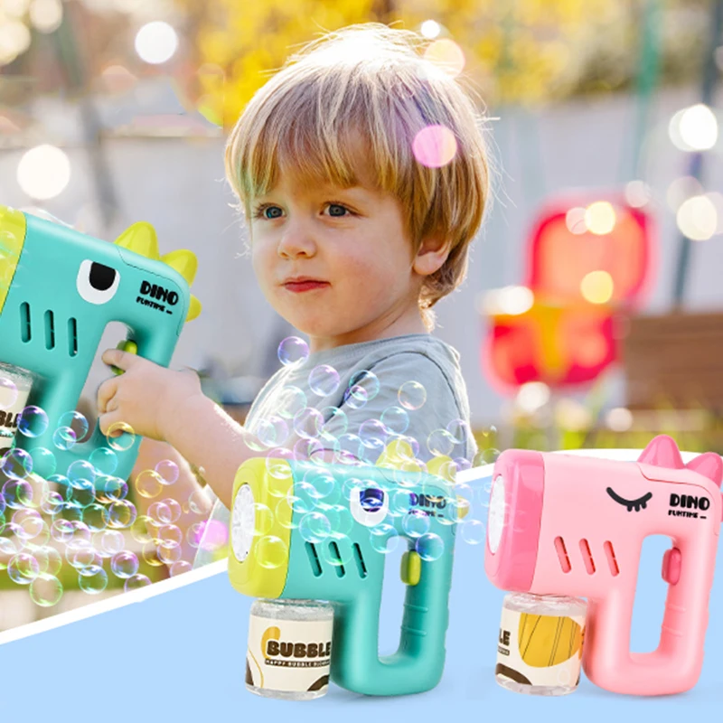 

12 Holes Electric Bubble Gun Kids Toy Bubbles Machine Automatic Soap Blower with Light Summer Outdoor Party Games Children Gift