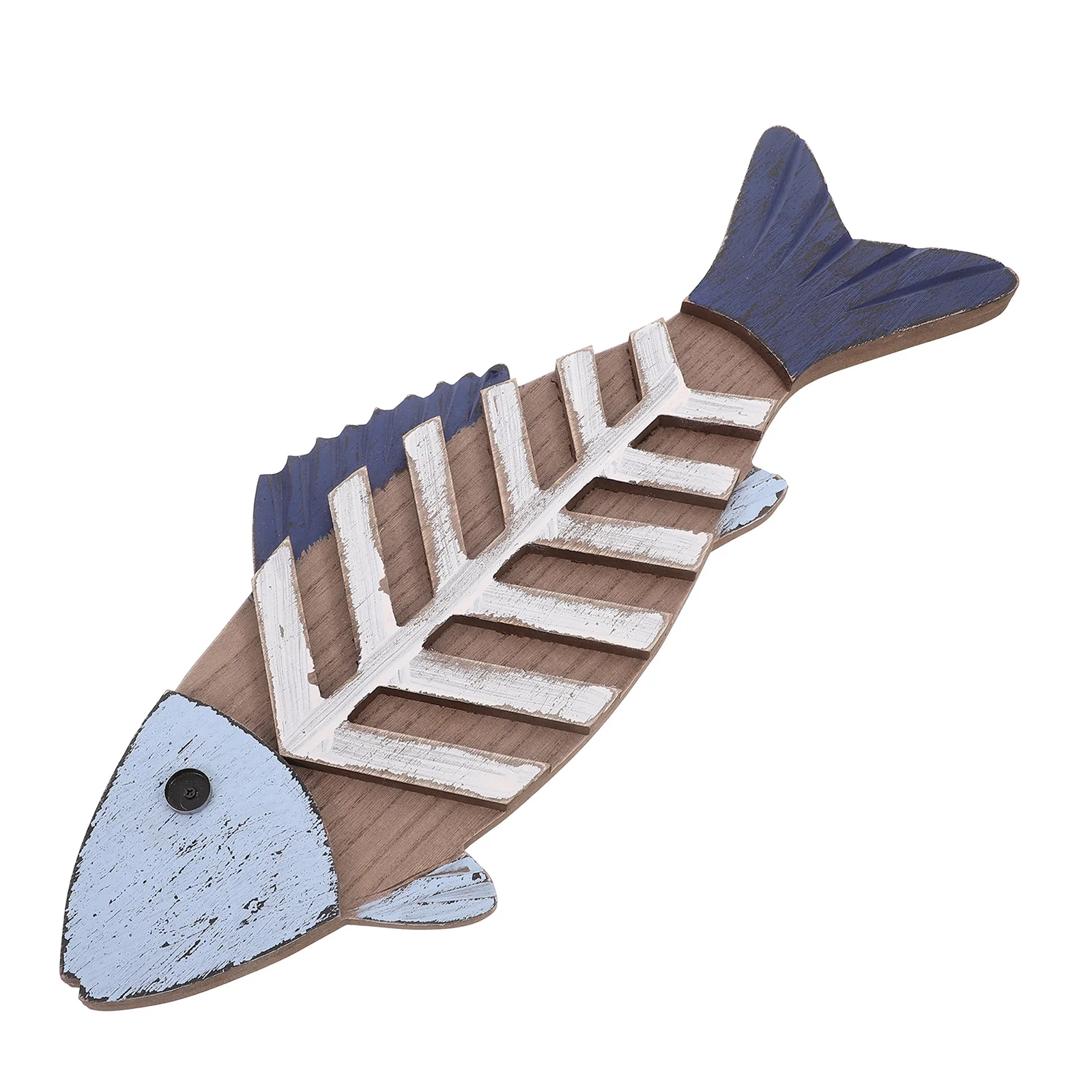 

Mediterranean Style Wooden Fish Shaped Hanging Ornament Creative Coastal Wall Decoration for Home Restaurant Ocean Room Decor