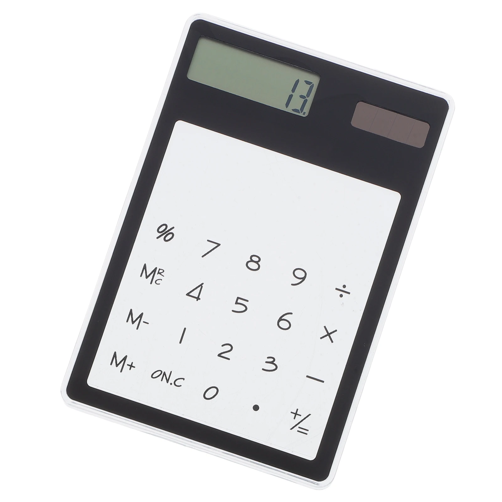 

Solar Powered Calculator Black Transparent Touch Panel 8 Digit Digital Display For Students Home Office Use