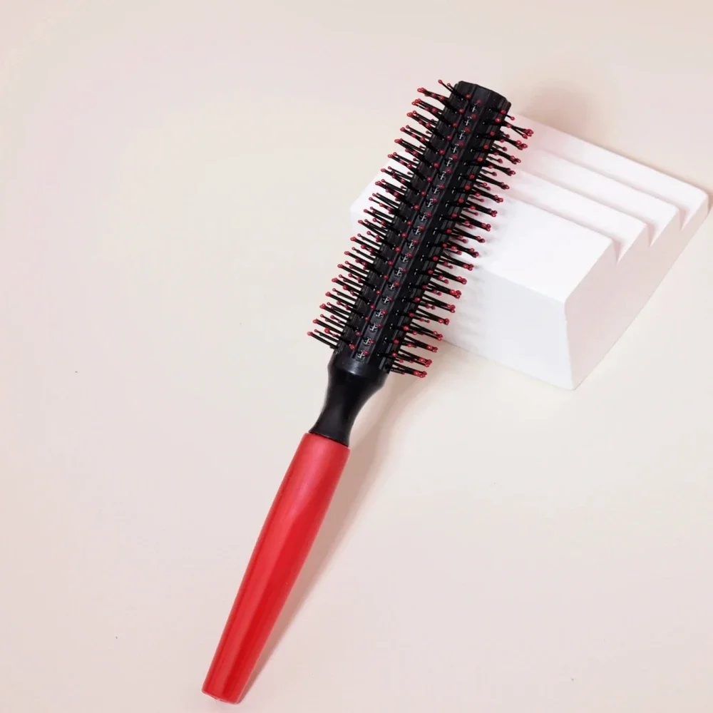 

1pcs professional anti-static cylindrical bristle curly hair styling round comb, nylon teeth massage roller comb