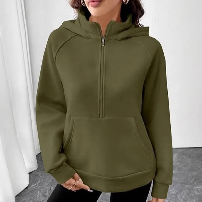 Damen-Kapuzenpullover im europäischen Stil, Herbst und Winter, neuer Stil, Stehkragen, Kapuzen-Design, französisches Sweatshirt, modisches, vielseitiges Oberteil