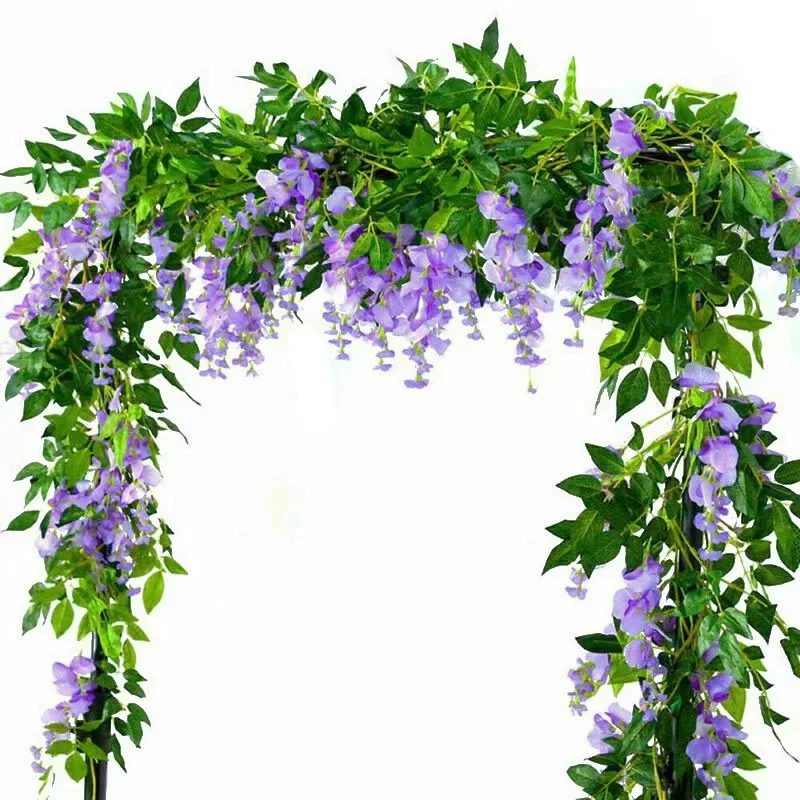 1.8m Wisteria Artificial Flower Vine Ivy Leaf Garland Rattan String Flowers Fake Plant Leaf Rattan Trailing Fake Flower