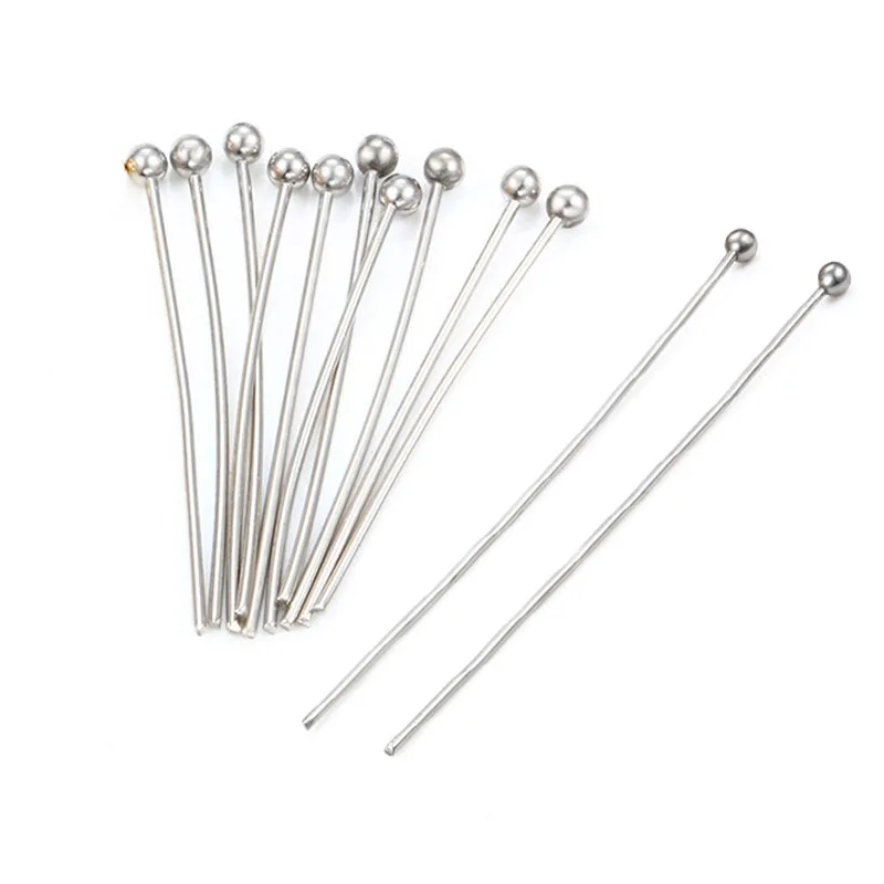 50Pcs 15 20 25 30 40 45 50 mm Stainless Steel Ball Head Pins For Earrings DIY Jewelry Making Findings Supplies Dia 0.7mm