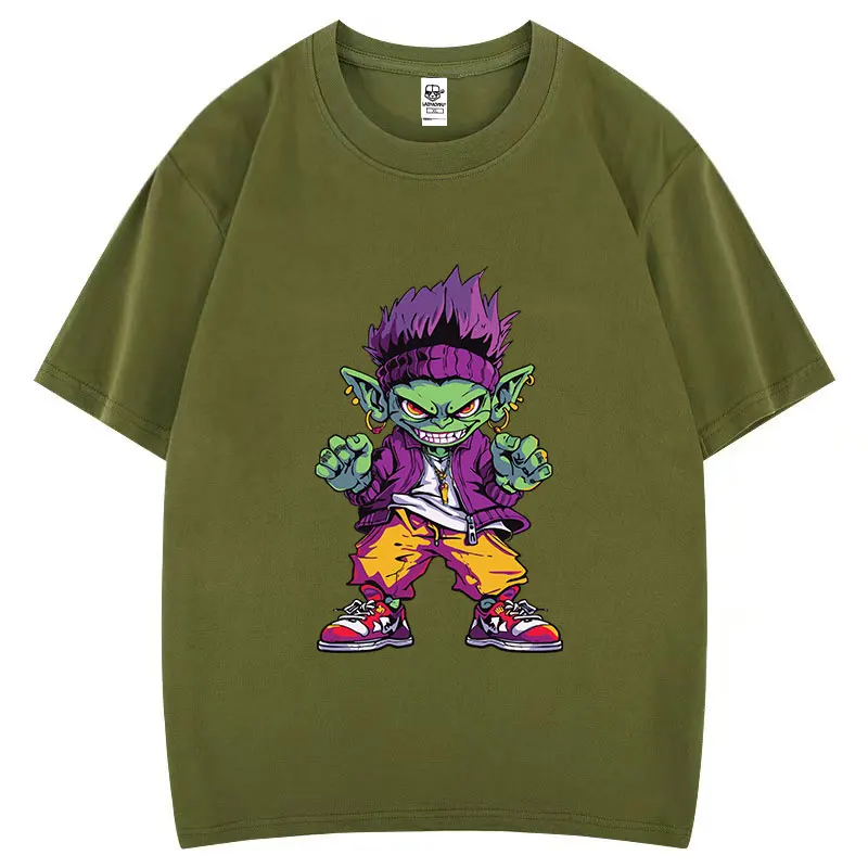 الإبداعية القزم الهيب هوب شخصية القطن تي شيرت مضحك Ropa Hombre القوطية Camisetas الفكاهة جماليات الكلاسيكية مريحة تتجه