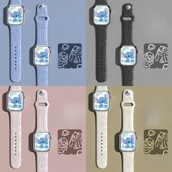 Disney Cartoon Stitch Watch Strap for Apple Watch Band 44mm 40mm 45mm 41mm 38mm Silicone Sports Bracelet Gifts