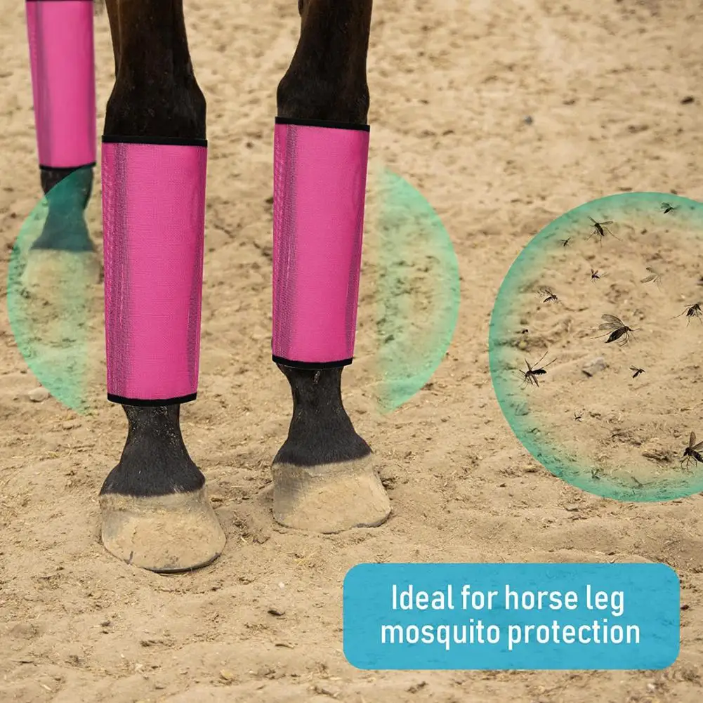 Horse Bite Prevention Boots 4pcs Summer Horse Fly Boots Set Breathable Mesh Leg Wraps Adjustable Protective Leggings for Flies