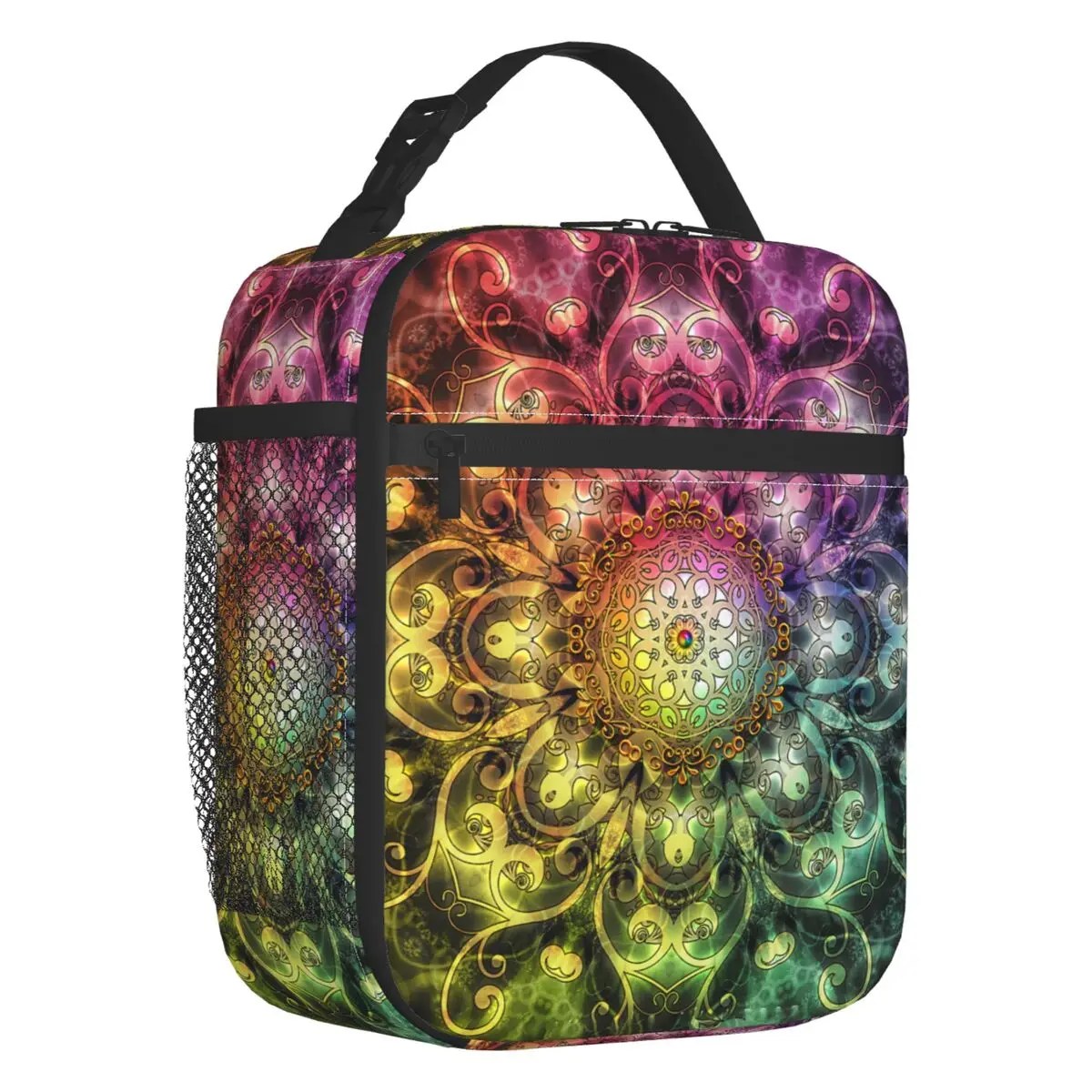 

Arabesque Mandala Flower Of Life Insulated Lunch Bag Work School Sacred Geometry Mandala Thermal Cooler Lunch Box Children