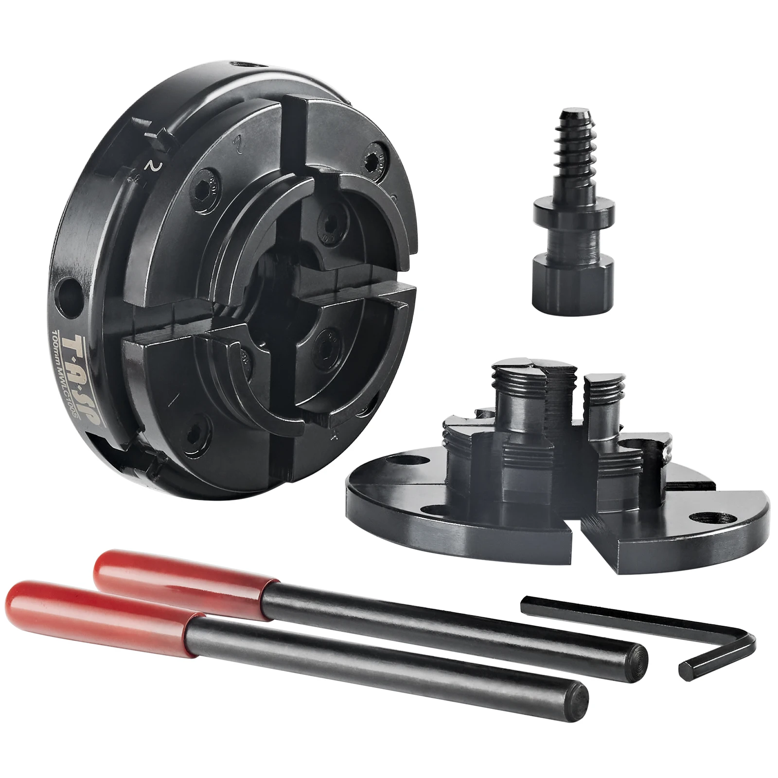 

4" Wood Lathe Chuck Set with Step Jaw, Self Centering, and 3 Alternative Types Jaws Woodworking Tools 100mm Thread M33, 1 ", M18