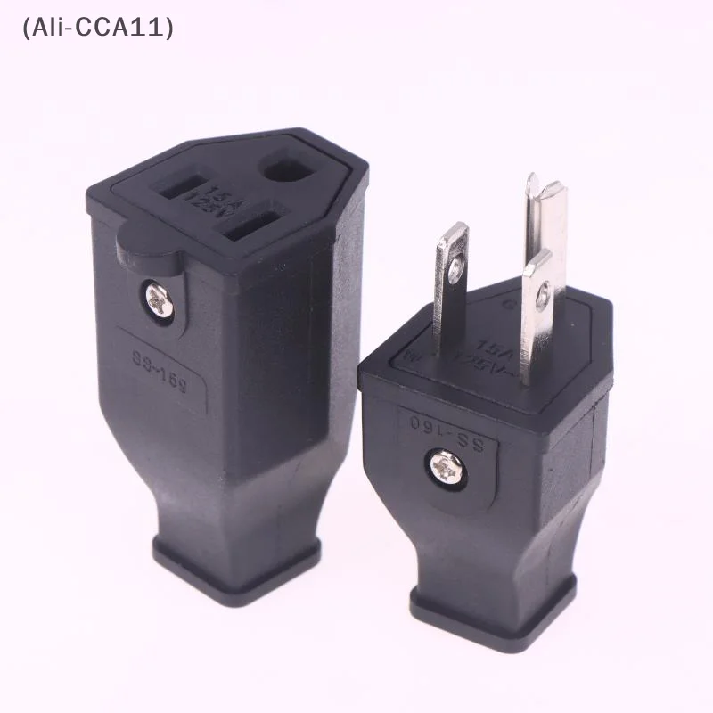 

1/2PCS USA Triprong Power Outlet Wiring Electrical Receptacle AC Socket Plug Black 125V 15A US Female Male Connector
