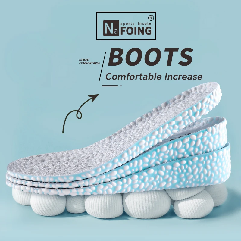 Heightening Running Insole for Shoes PU Popped Rice Particle Foam Breathable Soft Hiking Protects Knees Templates Feet Men Women