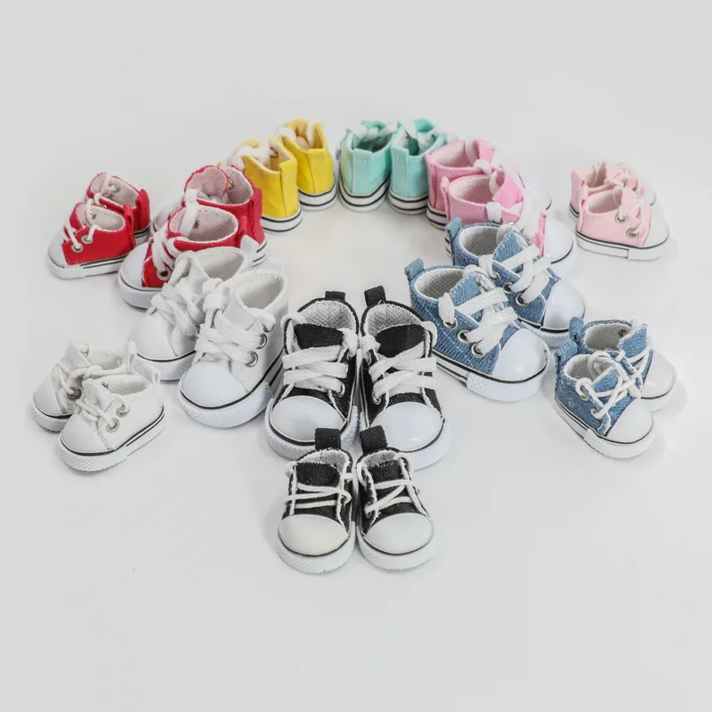 

20cm Plush Doll Mini Denim Canvas Lace Up Sneakers Shoes Stuffed Doll Accessories Footwear For 20cm Stuffed Plush Toys