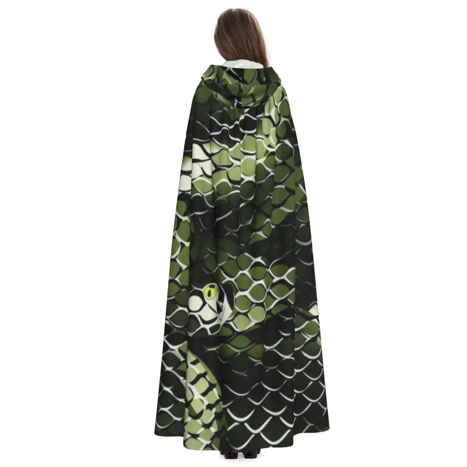 Witch Long Hooded Robe Python Snake Pattern Cloak Cosplay Costumes for Adult