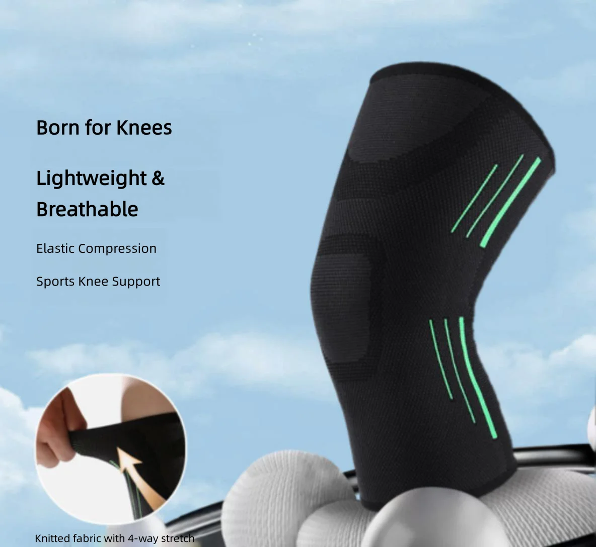 1 Pcs Compression Knee Support Sleeve Elastic Breathable Knee Pads Brace Springs Gym Sports Protector Basketball Volleyball Run