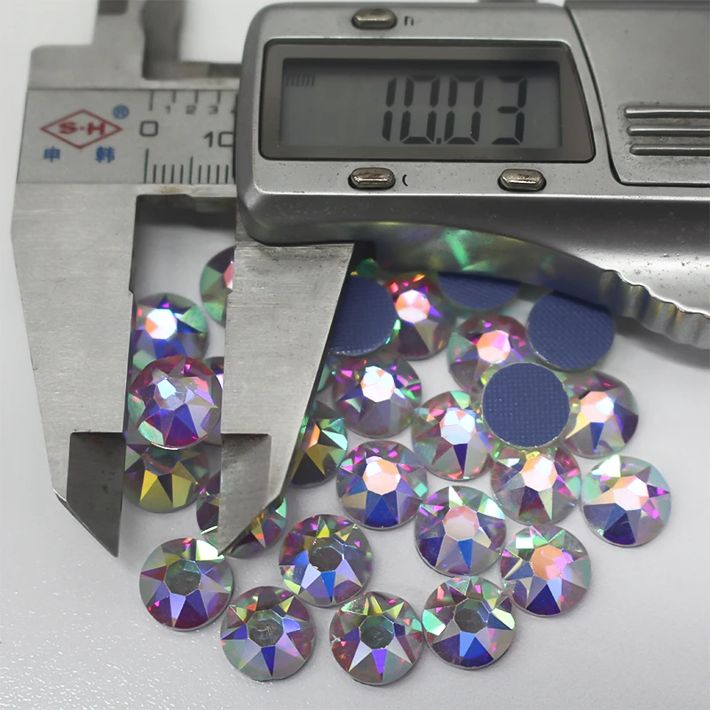 

2078 hotfix 10mm ss50 crystal ab 5A Top Quality cut flat back rhinestones 8 big 8 small facets biggest glue on crystal strass