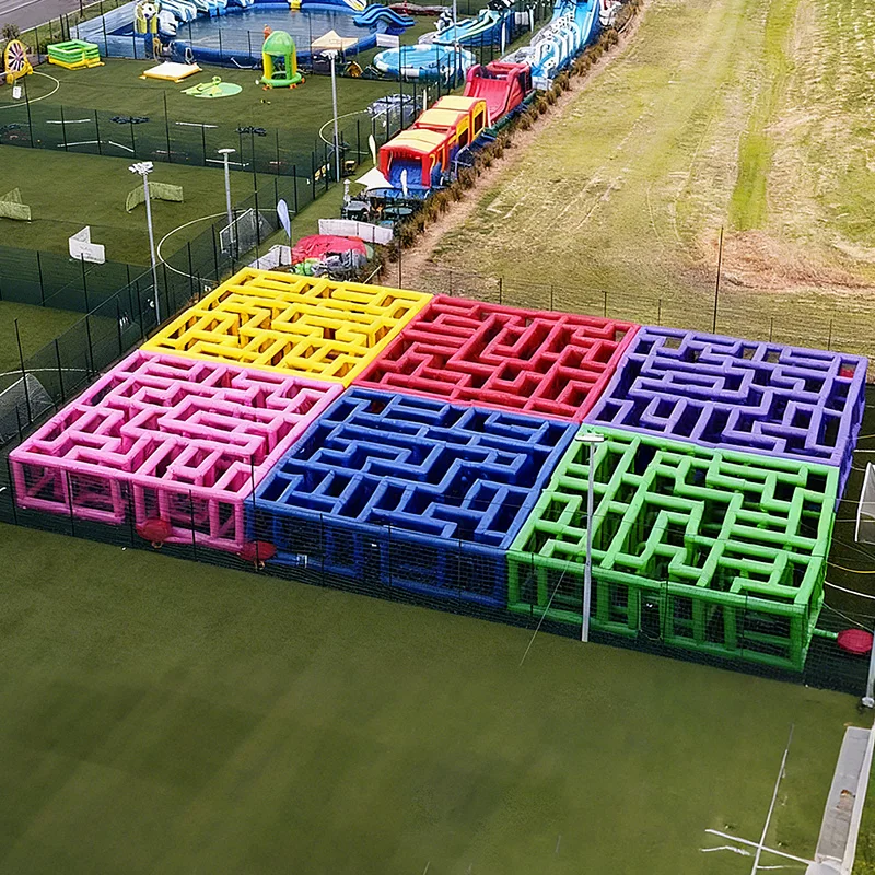 

Быстрая воздушная доставка до двери, 10x10 м 33x33 фута, уличный надувной лабиринт, цирковая тема, веселый дом, лазерная бирка, надувной лабиринт