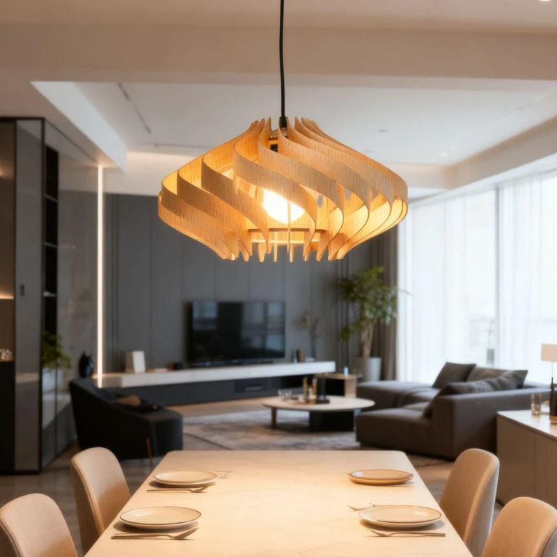 

Medieval creative spiral dining room living room chandelier wabi-**** retro study bedroom bar atmosphere decorative wood lights