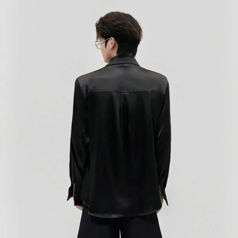 WVGA Spring Men's Heavy-duty Beaded Sequin Embroidered Trendy Long Sleeve Shirts High-end Patterned Turn-Down Collar Tops W23149