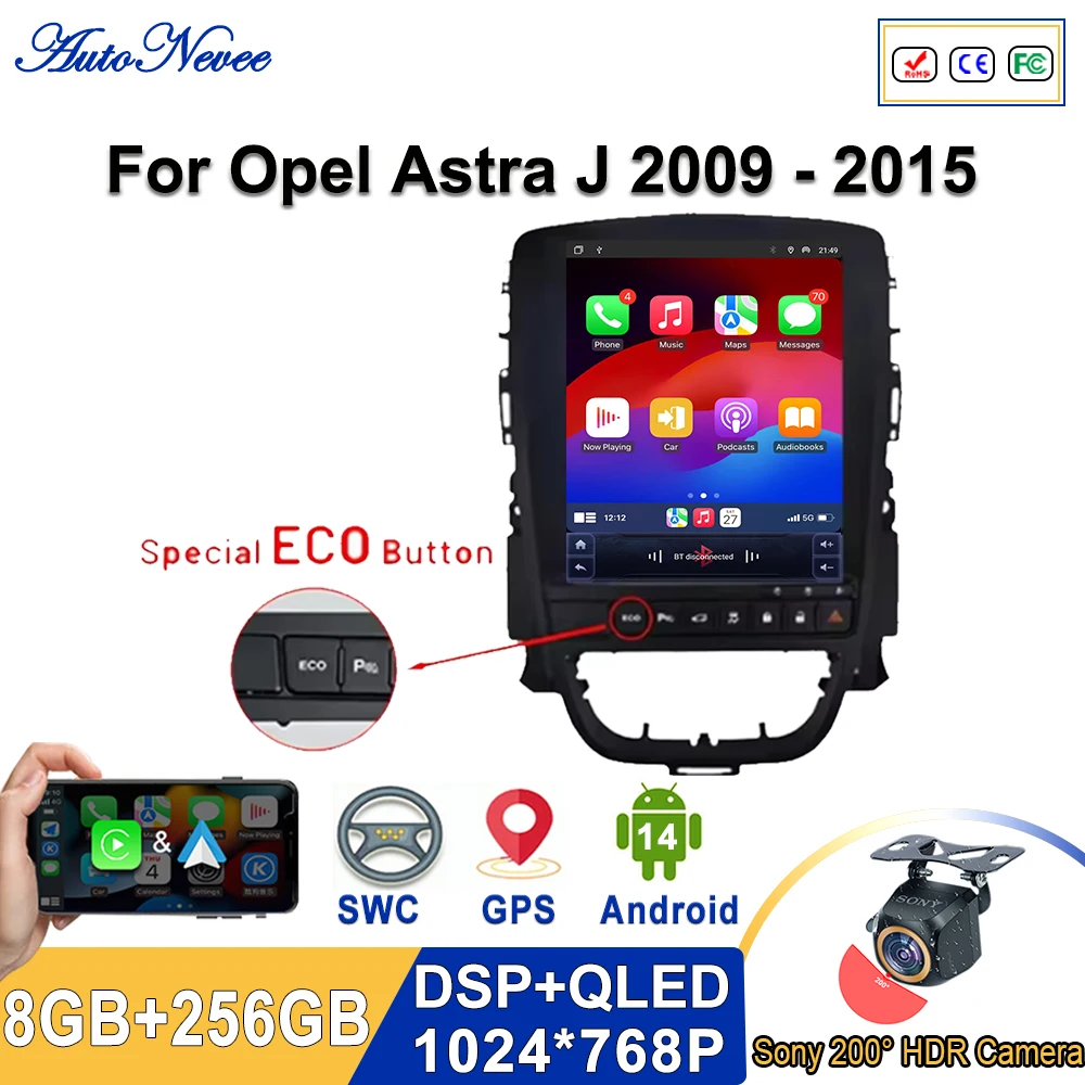 

9.7 inch Android 14 Car Dvd For Opel Astra J 2009 - 2015 GPS Navigation High-performance CPU Stereo Head Unit No 2din DVD wifi