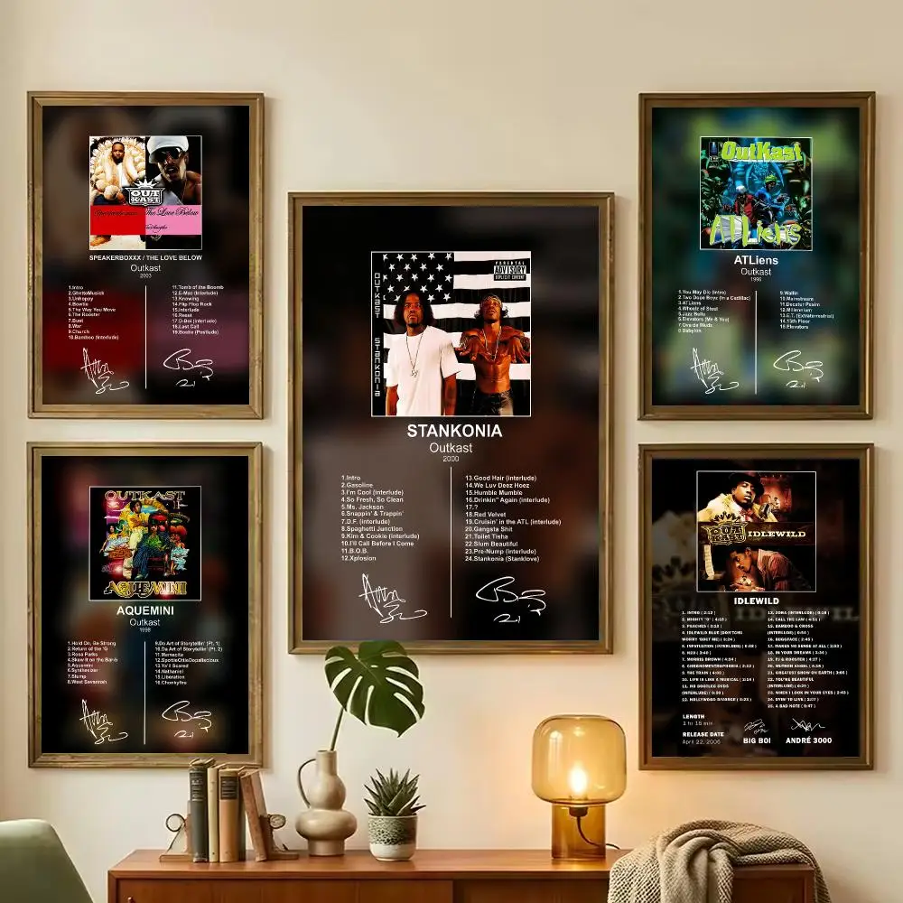 Band O-Outkast Andre 3000 Big Boi Painting Calligraphy Stylish Canvas Poster Wall Art for Living Room Bedroom Office Home Decor