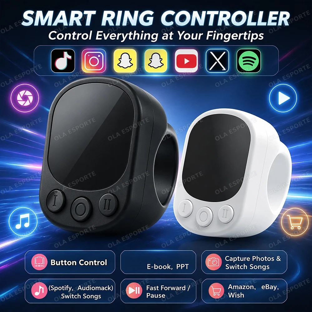New Bluetooth Remote Control Touch Screen Page Turner Camera Video Recording Music Control For iPad iPhone Remote Scrolling Ring