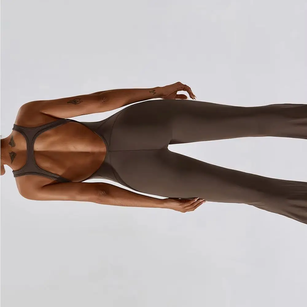 2026 Summer Sexy V Back  Women Gym Sports Jumpsuit Zippers Yoga Rompers Backless Sportswear Women Sleeveles Workout Bodysuits