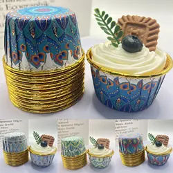 50 pezzi tazze per Muffin con stampa bohémien custodie per Cupcake in foglio di alluminio tazza da forno resistente al calore teglia usa e getta per la cucina di casa
