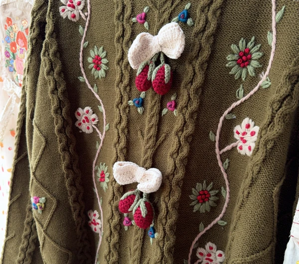 120 سنتيمتر التمثال الخريف الشتاء البلوفرات البلوزات النساء خمر أنيقة فضفاضة اليدوية الكروشيه التطريز الدافئة الصوف محبوك البلوزات #3