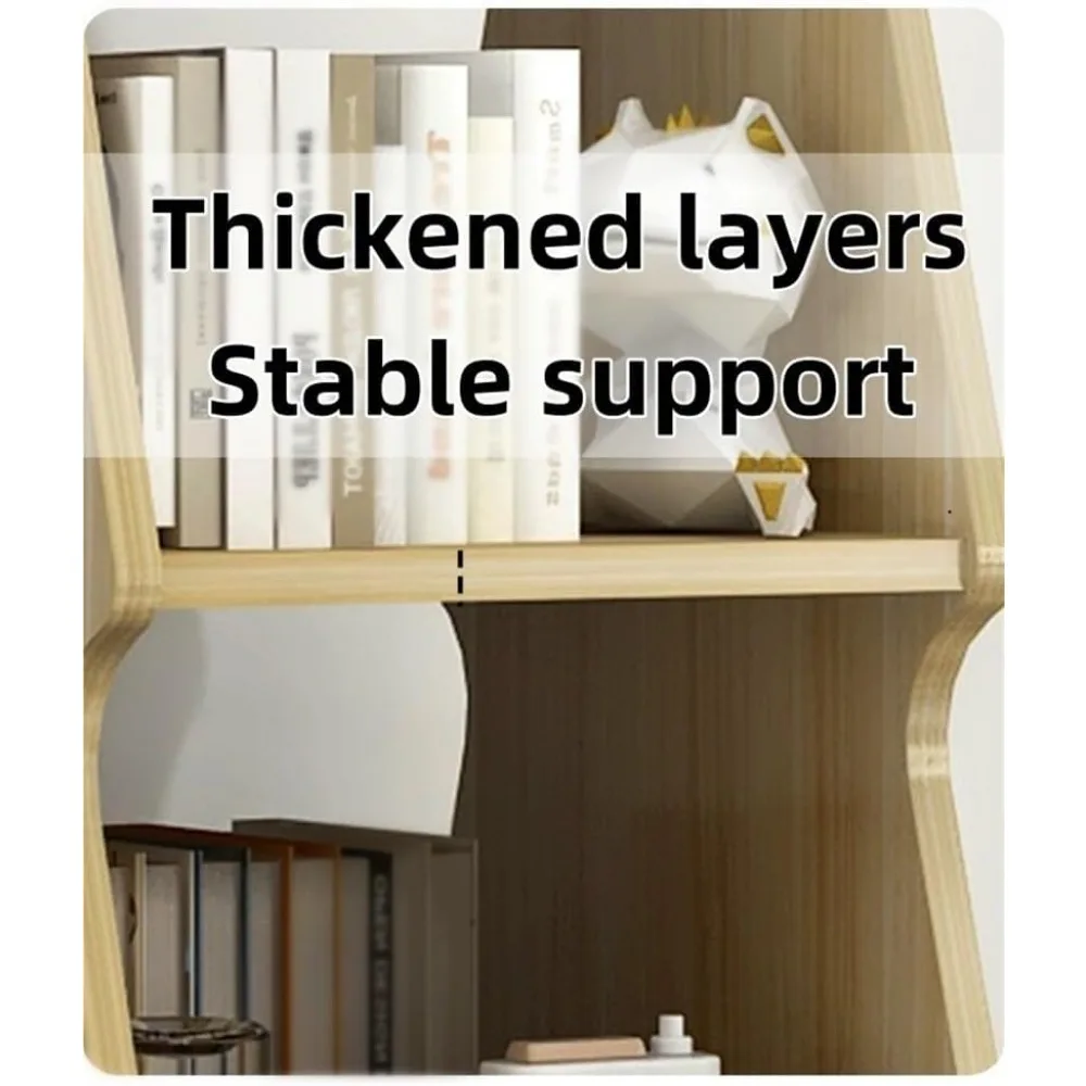 "Estante aberta estilo árvore giratória de 4 camadas para casa e estudo, elegante armazenamento de livros marrom"