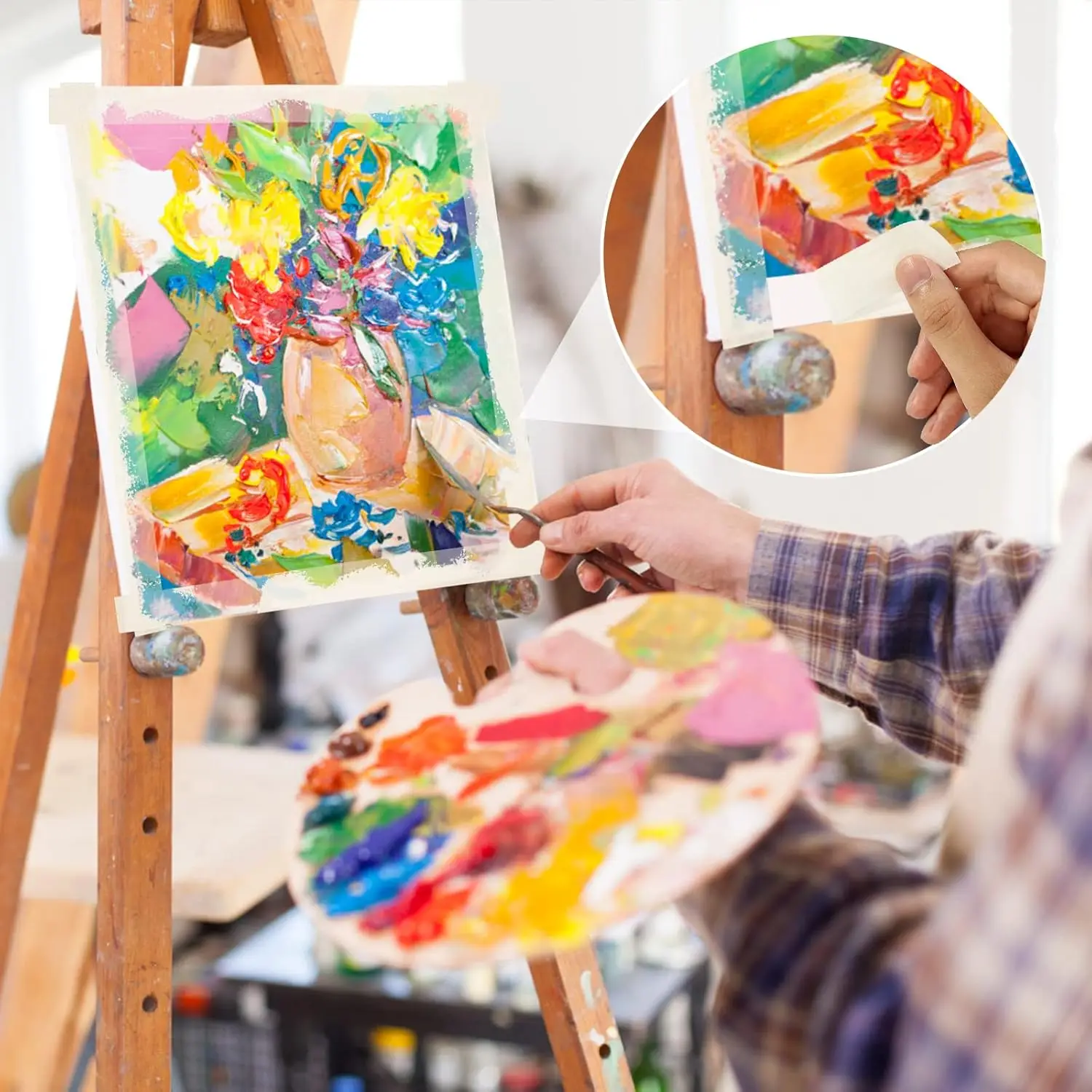 Nastro per mascheratura a bassa viscosità Nastro adesivo bianco su un solo lato Carta crespa per forniture per schizzi di pittura a olio