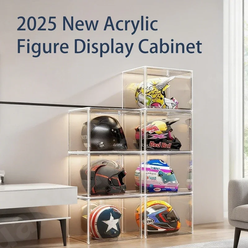 Motorcycle Helmet Display Cabinet Transparent Stackable Acrylic Covered Dust-proof Model Figure Boots Collection Storage Box