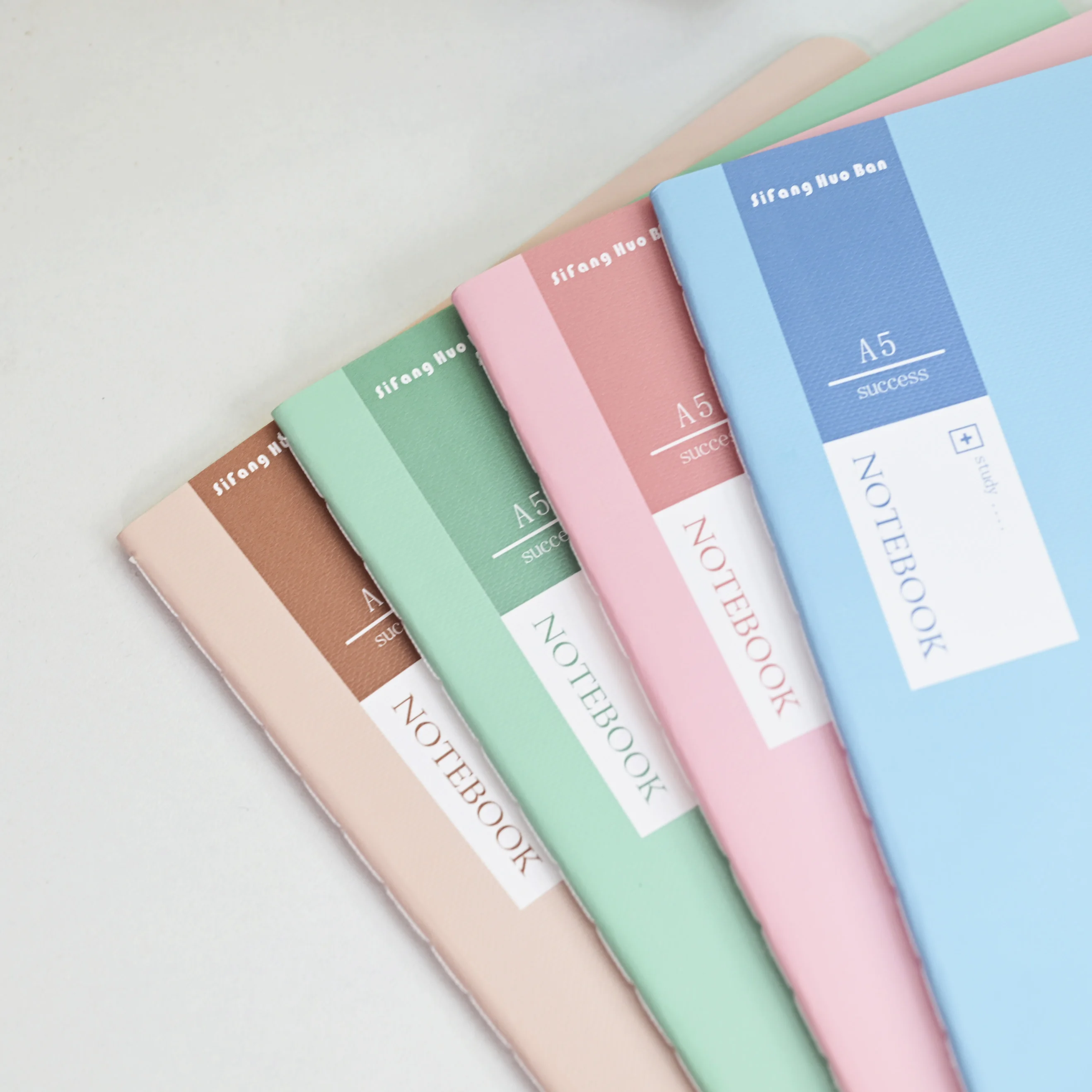 4pcs A5 Blue Soft Cover Notebook Set, Ice Light Blue/Haze Blue/Lavender Blue/Deep Navy Blue Sew Bound Lined Notepads, Minimalist