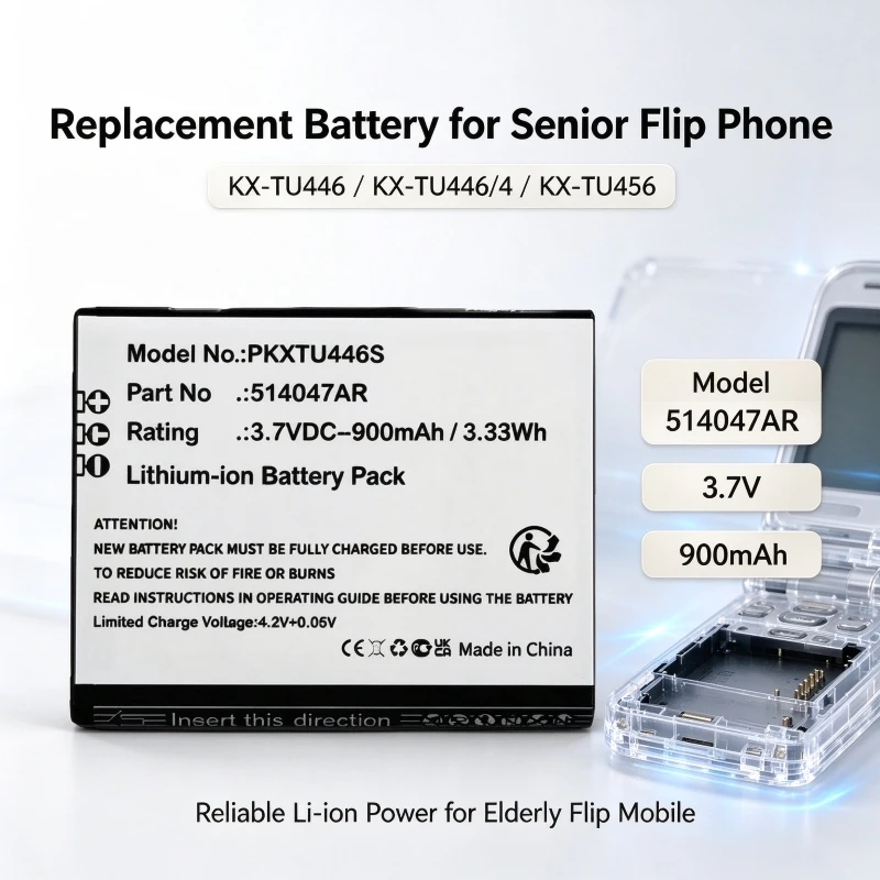 Replacement Battery for Senior Flip Phone KX-TU446 KX-TU446/4 KX-TU456 Elderly Flip Mobile Li-ion Battery