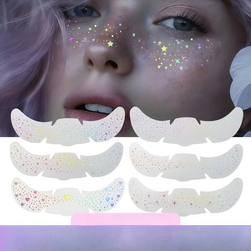 

Waterproof Glitter Gold Foil Freckle Temporary Tattoo Stickers for Party Stage Performance Face Makeup Non Toxic Skin Friendly
