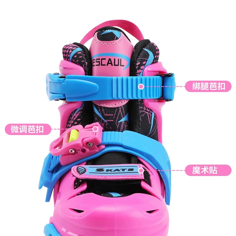 Inline Skates Roller Skates Kids Youth Rock Skates Leisure Training 4 Wheels Blue Pink Outdoor Sports Size 28-39