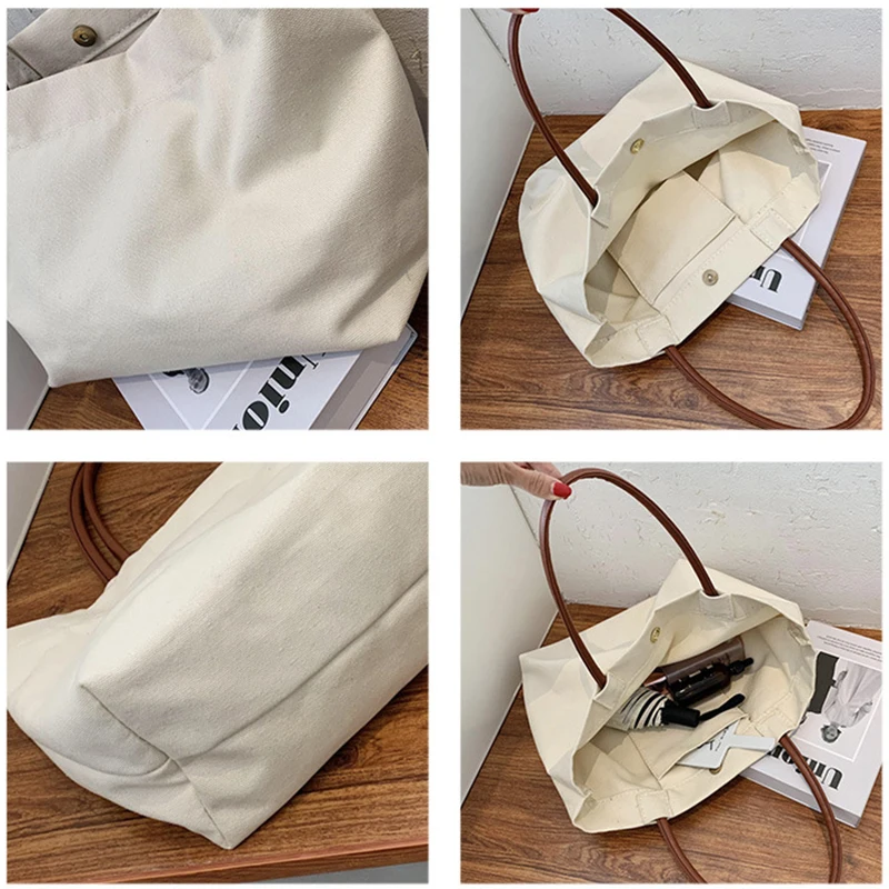 Polarshe Custom Canvas Tote Bag Personalized Canvas Bag Single Shoulder Shopping Bag Large Capacity Handbag For Travel Commute