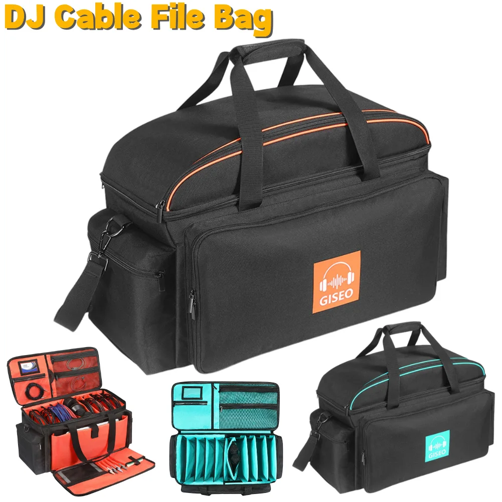 

DJ Cable File Bag Large Capacity DJ Gig Bag with 4 Detachable Dividers DJ Equipment Gig Bag for Sound Equipment DJ Gear Musician
